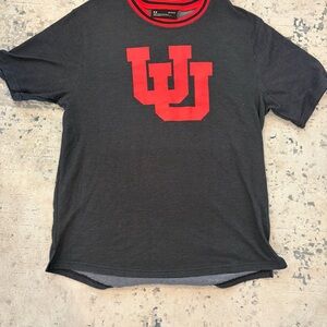 LG Black Tee with Red Interlocking U Graphic